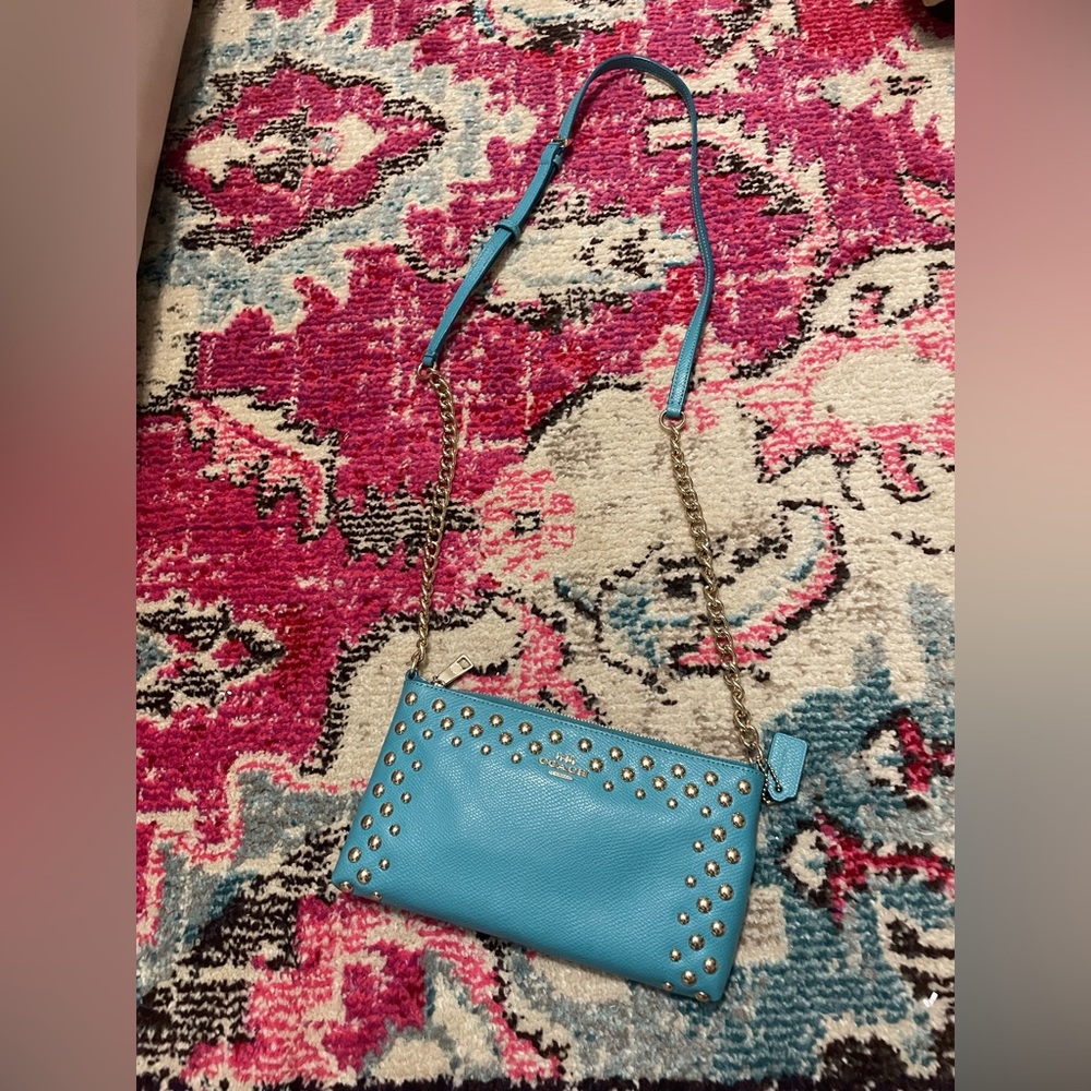 COACH BLUE STUDDED CROSSBODY BAG